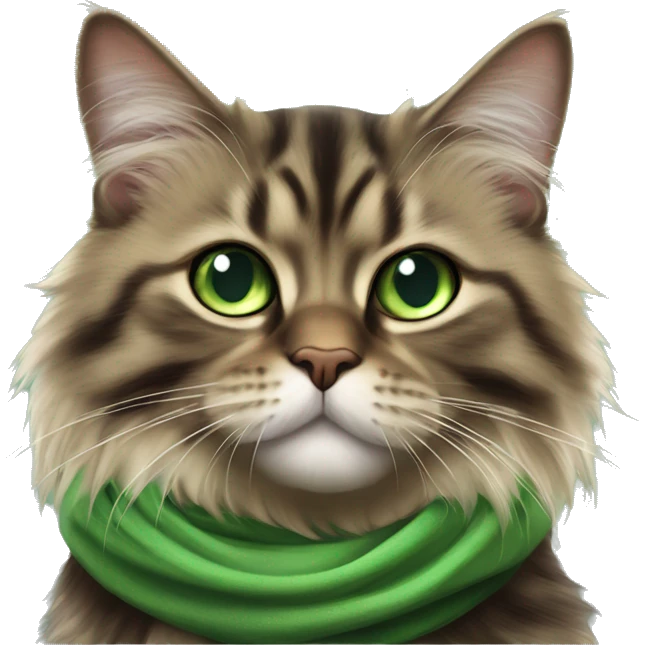 Brown and black striped Siberian cat with green eyes dressed as obi wan kenobi  emoji