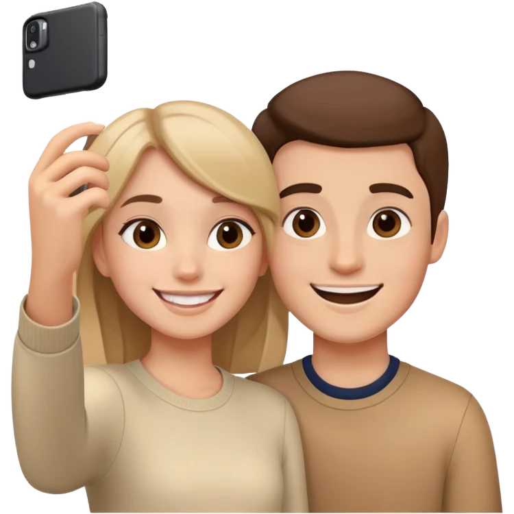 girl and boy selfie moment emoji