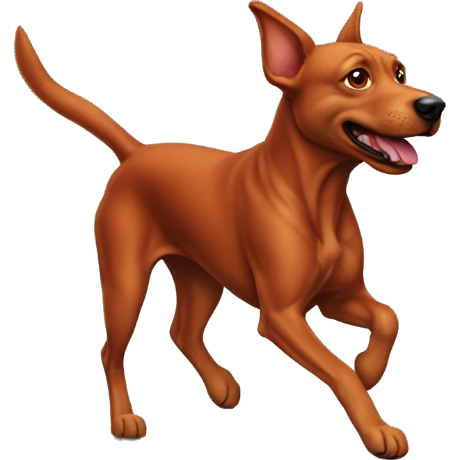 realistic solid red dog with pointed ears running emoji