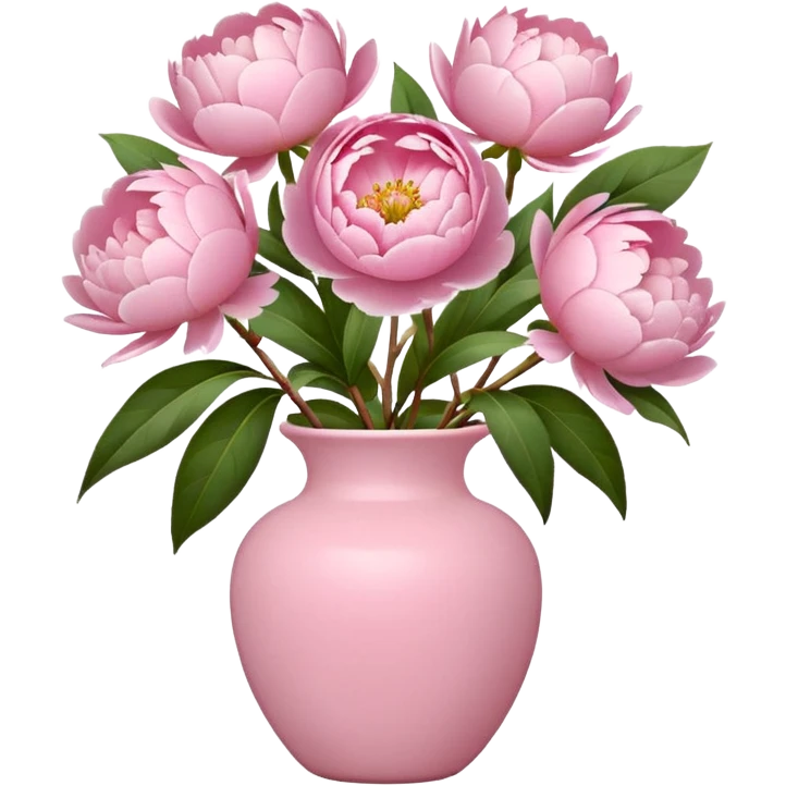 light pink peonies in a light pink vase, apple emoji style, variation 4 emoji