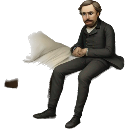 A sick man on a bed in 1870 emoji