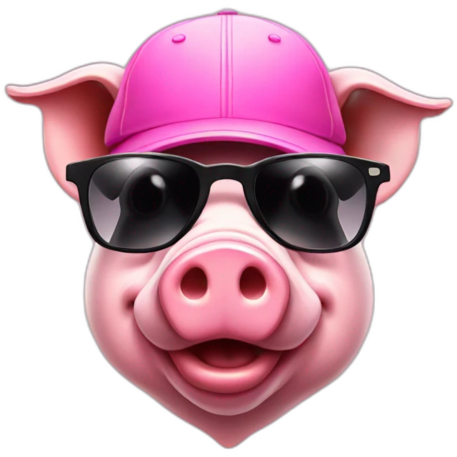 Pig with a cap and sunglasses emoji
