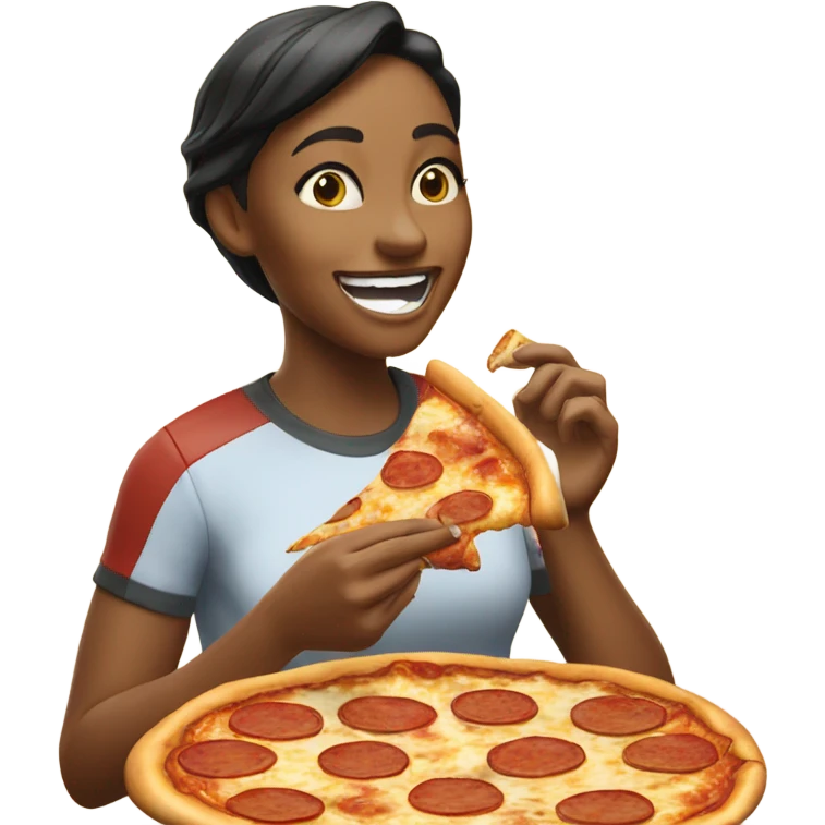 Chicken bacon ranch pizza being eaten by a girl emoji