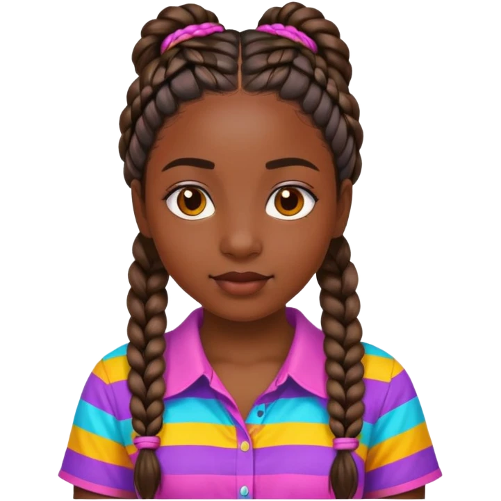 Dark skinned girl with braids emoji