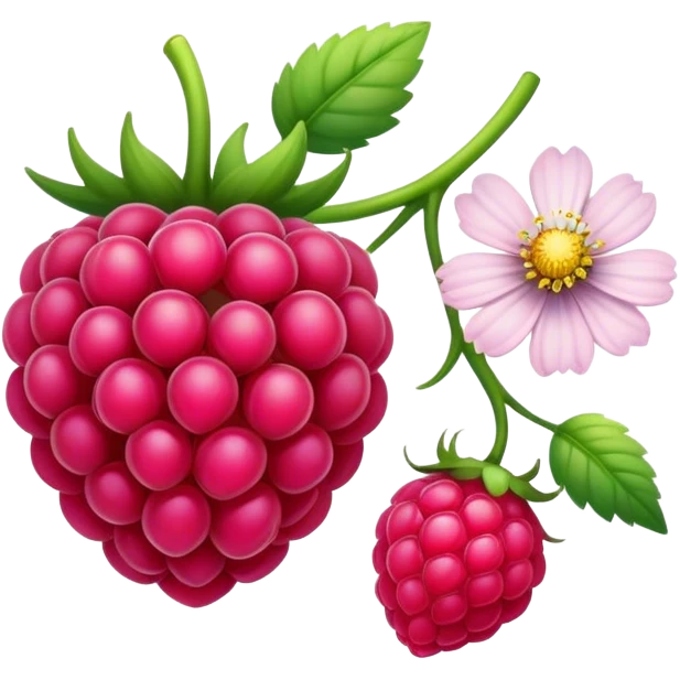 An app logo with raspberry and cosmos emoji