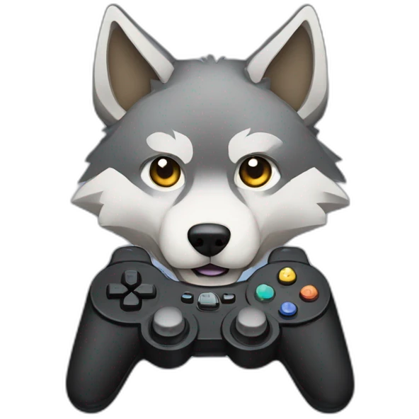 Wolf with a Gaming Controller emoji