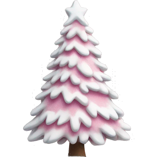 white and pink snowy christmas tree emoji