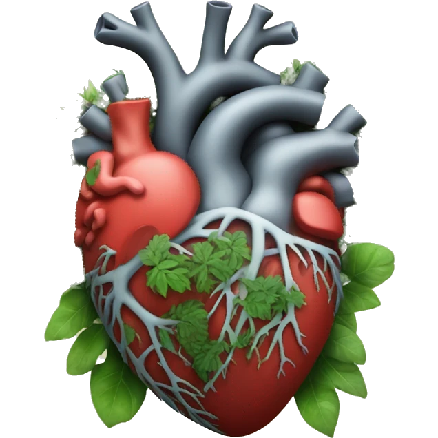 anatomical heart overgrown with plants emoji