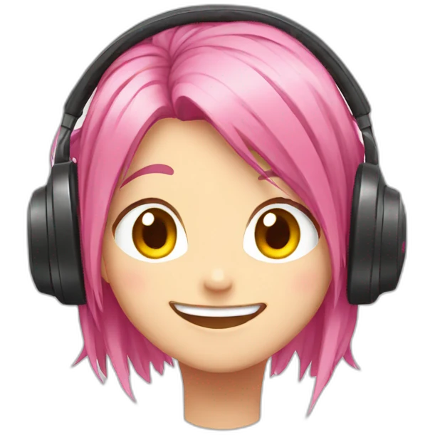 anime-head-pink-hair-happy-headphones emoji