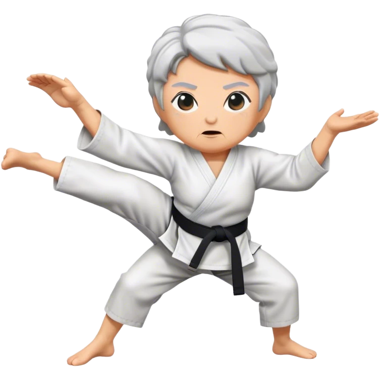 grandma karate with black belt emoji