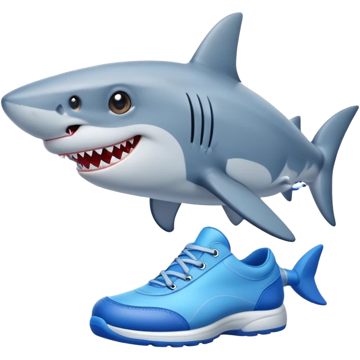Cartoon shark with blue shoes emoji