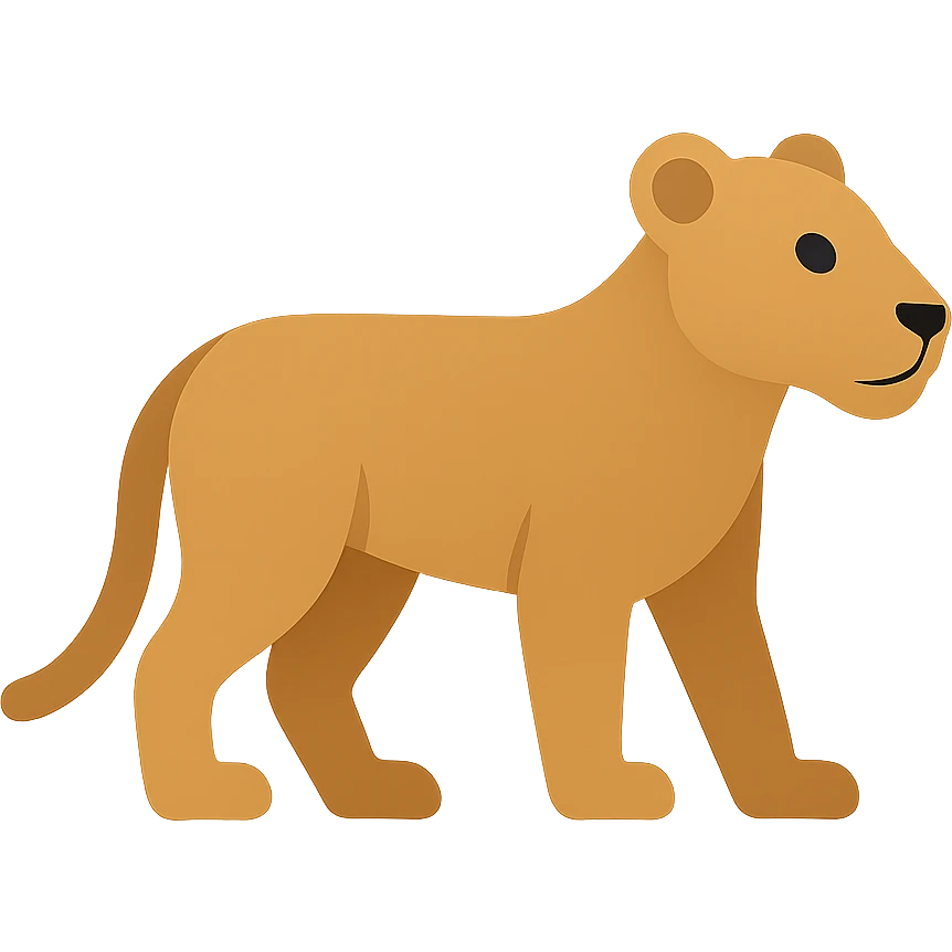 lioness, minimal color icon, simple lines emoji