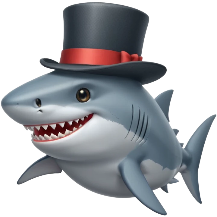 Shark with a top hat emoji