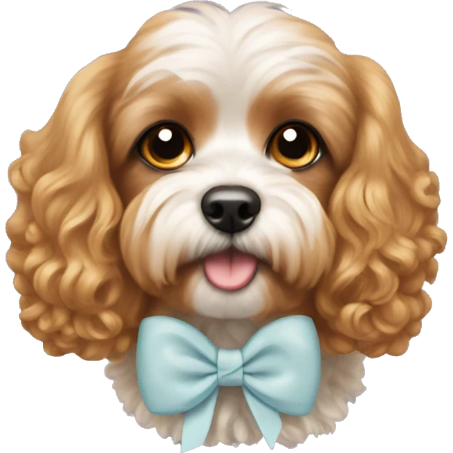 cavapoo with a hair bow emoji