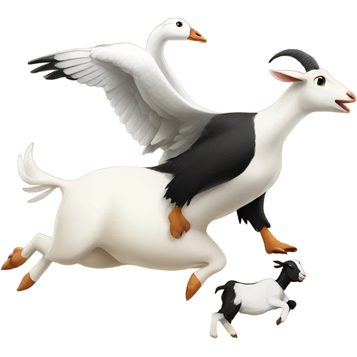 Goose chasing goat emoji
