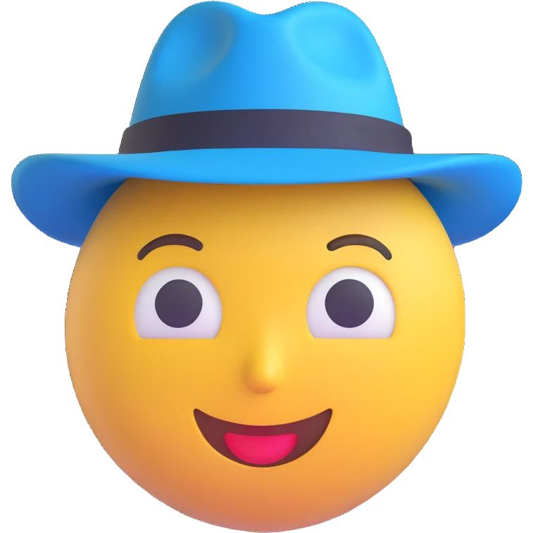 emoji head in blue panama hat emoji