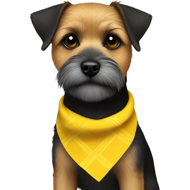 Black border terrier with a yellow bandanna emoji