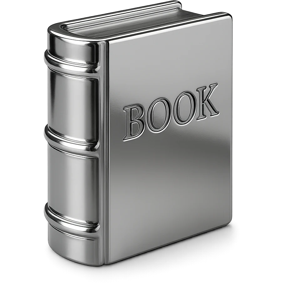 abstract chrome composition of a book, radiant and harmonious emoji