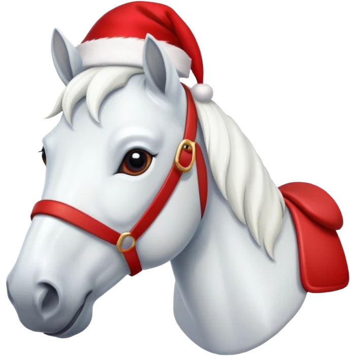 christmas new year's white horse with a red saddle emoji
