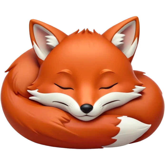 Meme-Worthy Cute Sleeping Fox Portrait Emoji, Head resting peacefully with a contented smile, showcasing a lithe build and a luxuriously soft red Fur with gentle white accents, eyes shut in a serene, restful nap, Simplified yet hilariously adorable features, highly detailed, glowing with a soft, drowsy light, high shine, relaxed and utterly lovable, stylized with an air of playful laziness, bright and heartwarming, soft glowing outline, capturing the essence of a comically sleepy fox, so meme-worthy it feels like it could instantly become the next viral sensation of adorable woodland slumber! emoji