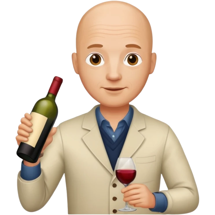 homme chauve avec une bouteille de vin emoji