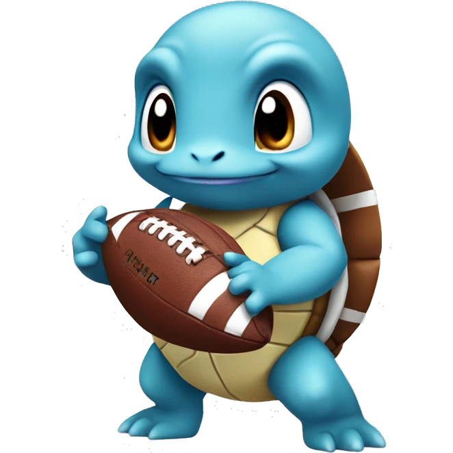 squirtle holding american football emoji