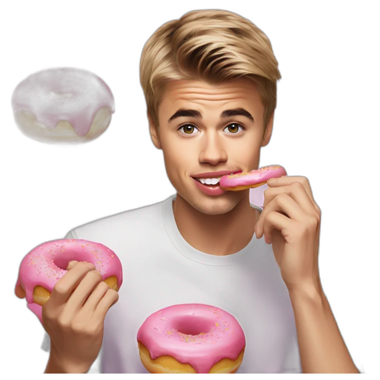 Justin Bieber eating pink donuts  emoji