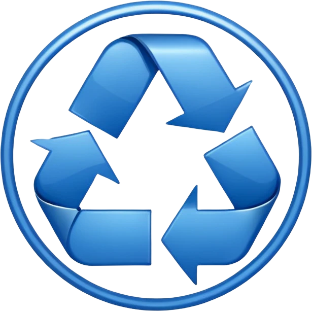 CIRCULO COM SETASSIMBOLO DE RECICLEAGEM REDONDO AZUL E UMA CRUZ NO MEIO emoji