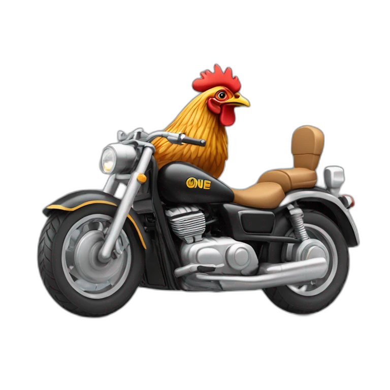 Une poule sur une moto emoji