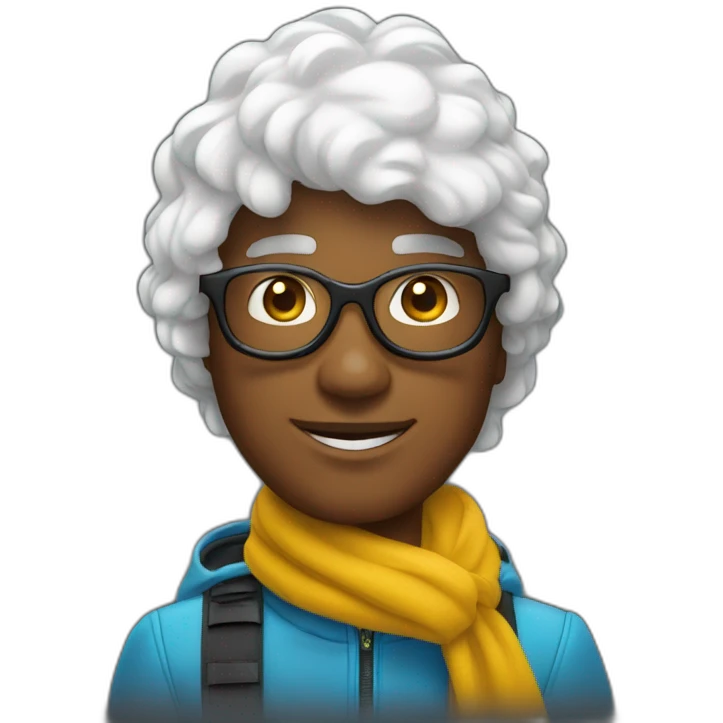Un garçon blanc ,à das lunettes de ski, il a les cheveux noirs emoji
