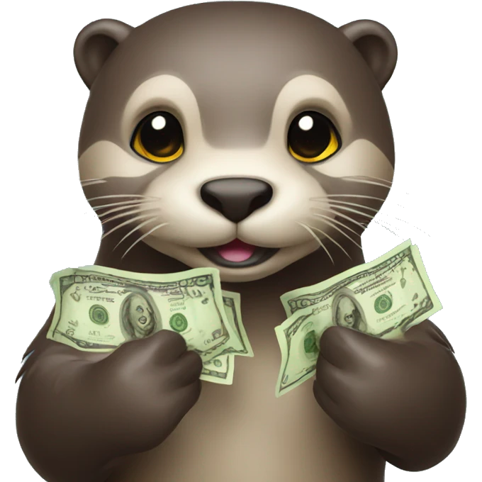 otter emoji looking straight holding money emoji