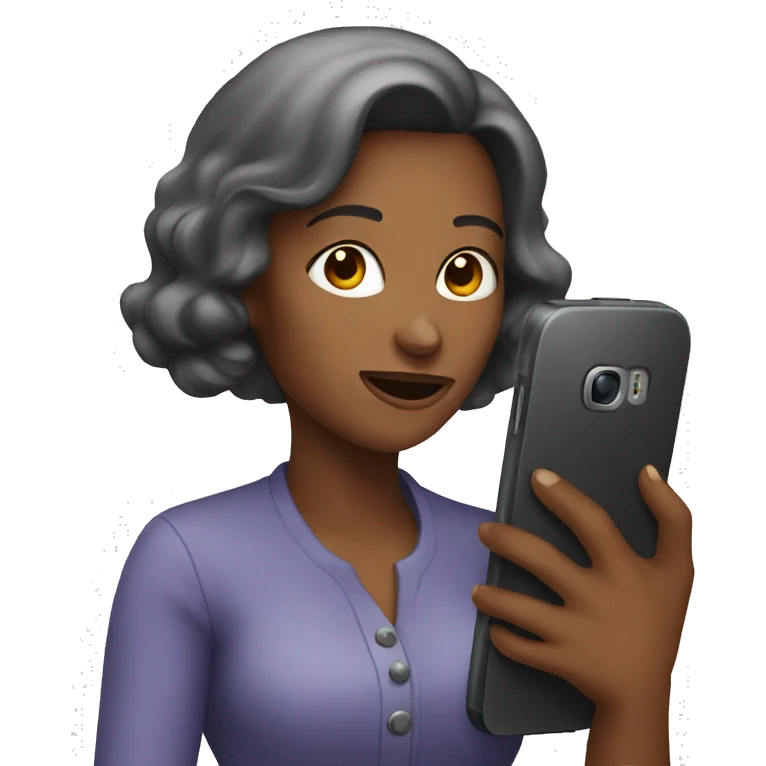 woman holding big phone emoji