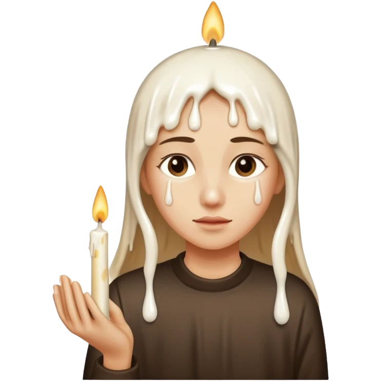Thin and long Leaning Candle dripping wax as if someone is holding it emoji
