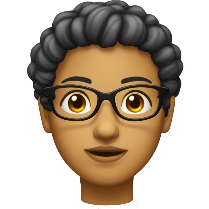 Chica con pelo suelto negro y lentes linda  emoji