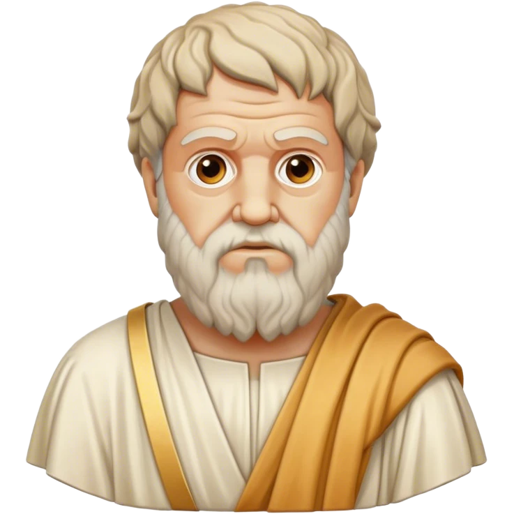 Cinematic Realistic Plato Portrait Emoji, depicted as a wise ancient philosopher with a contemplative expression in classical robes, rendered with soft textures and timeless serene lighting that captures his intellectual legacy. emoji