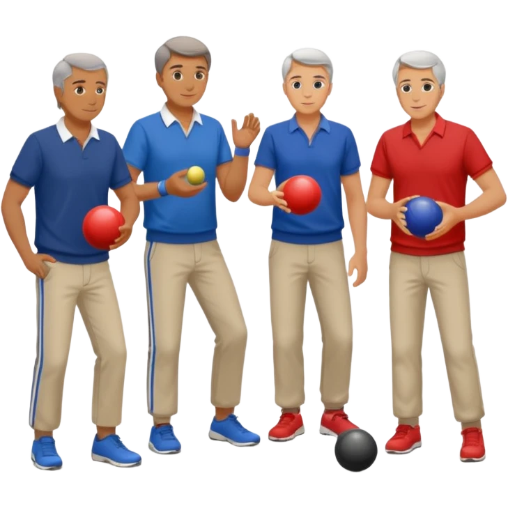 French guys and girls playing petanque emoji