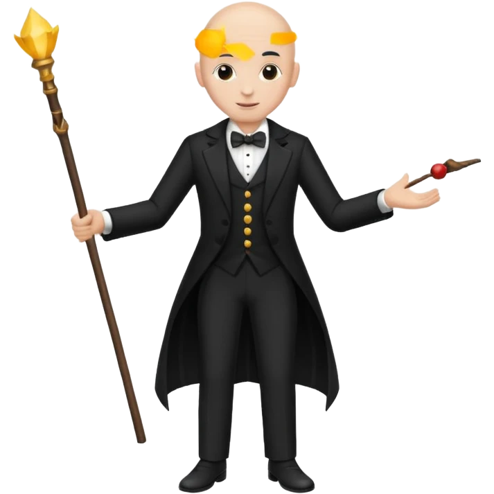 magician with stick   bald  emoji