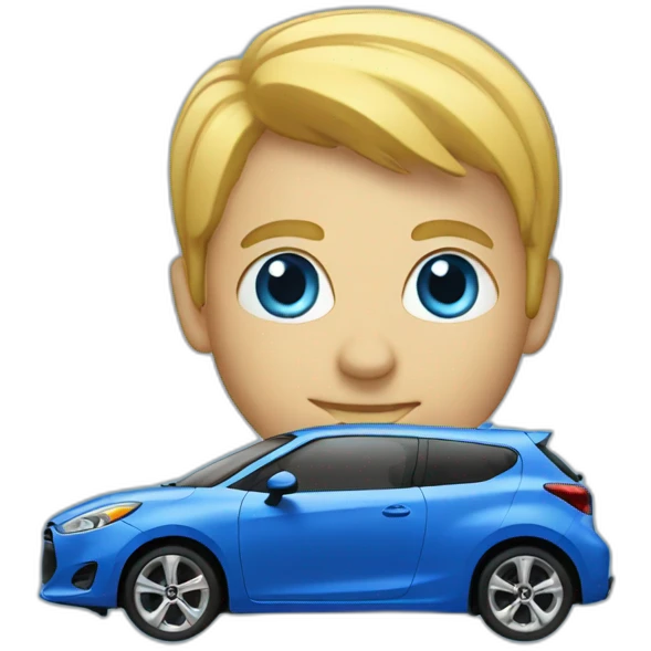 blue hatchback with eyes emoji