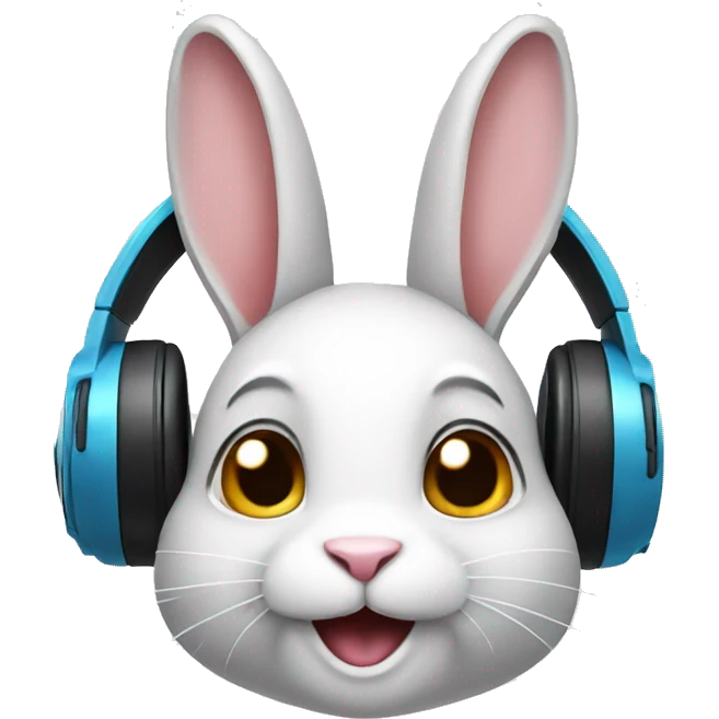A rabbit is wearing headphones emoji