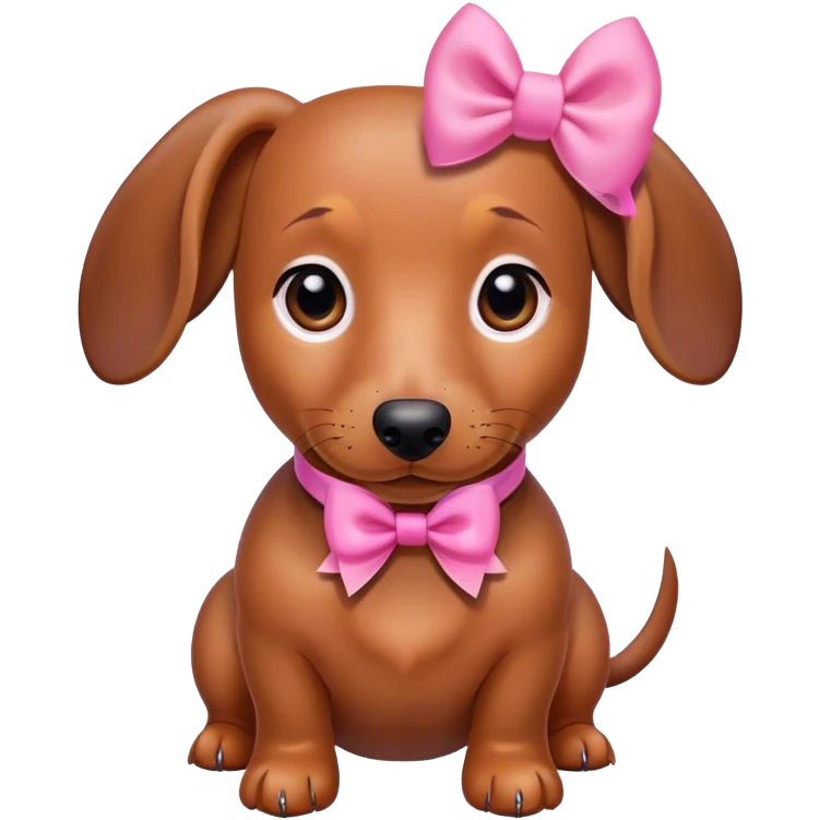 Wiener dog with a pink bow emoji