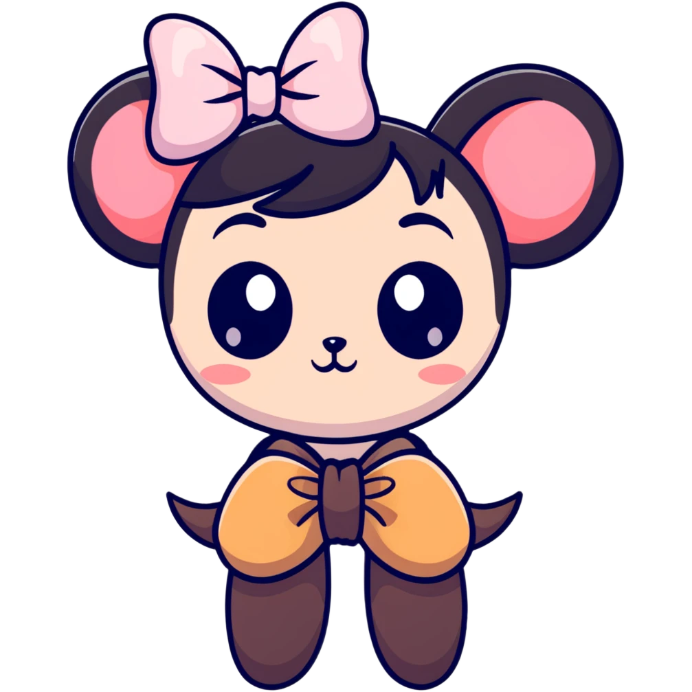 super kawaii bow with blush and big eyes emoji