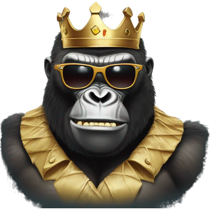 king kong with sunglasses with  lollypop out of his CLOSED mouth emoji