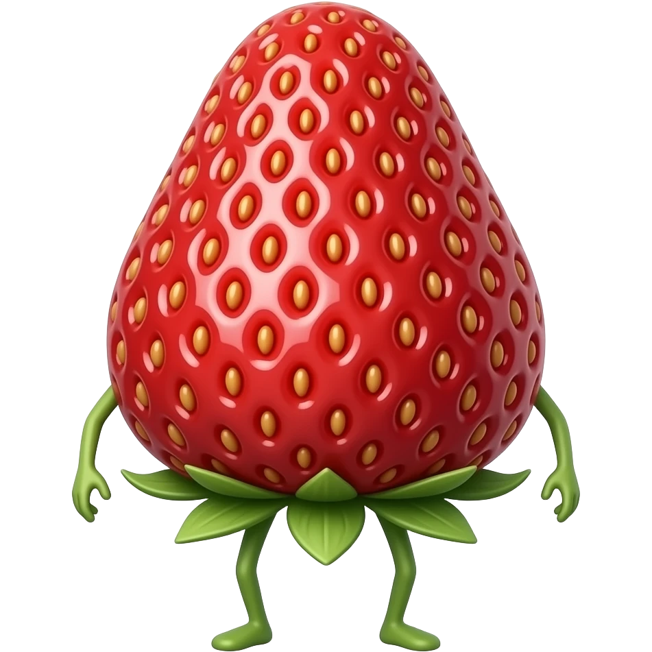 A strawberry with legs without arms emoji