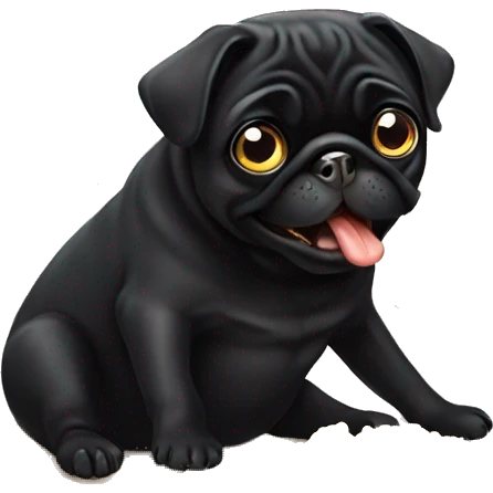 Black Pug eating emoji