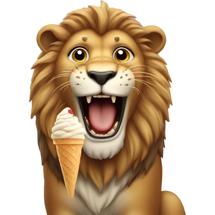 Lion eating ice cream emoji