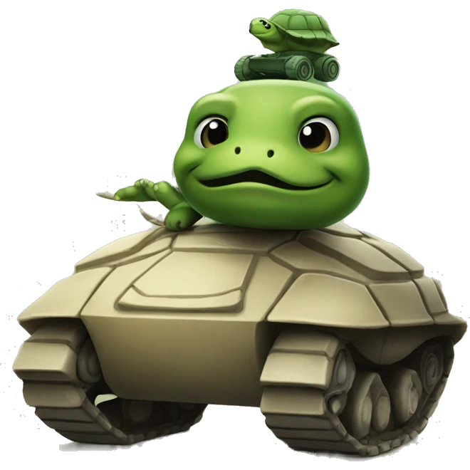 The turtle emoji with a tank for a head emoji