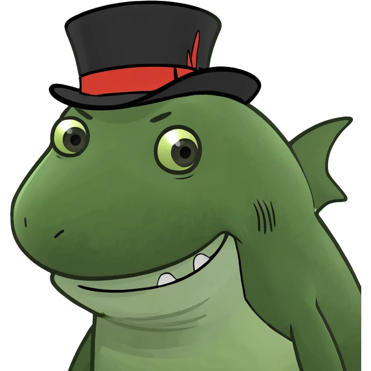 Shark with a top hat emoji