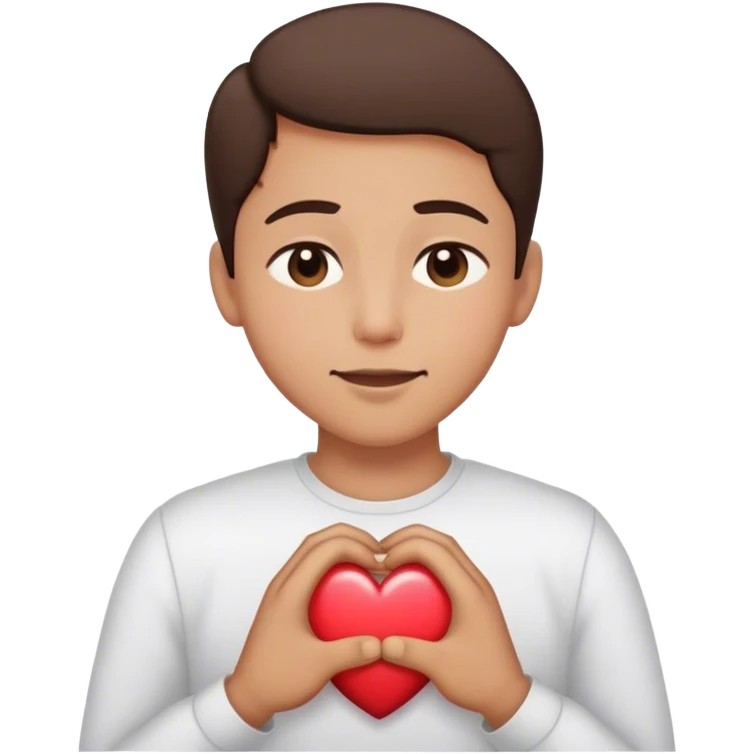 A person with their eyes closed and a small smile, holding their hand on their chest. Inside their mind, a vivid, glowing image of a heart  Their body is still tense, but the anchor of excitement keeps them grounded. emoji