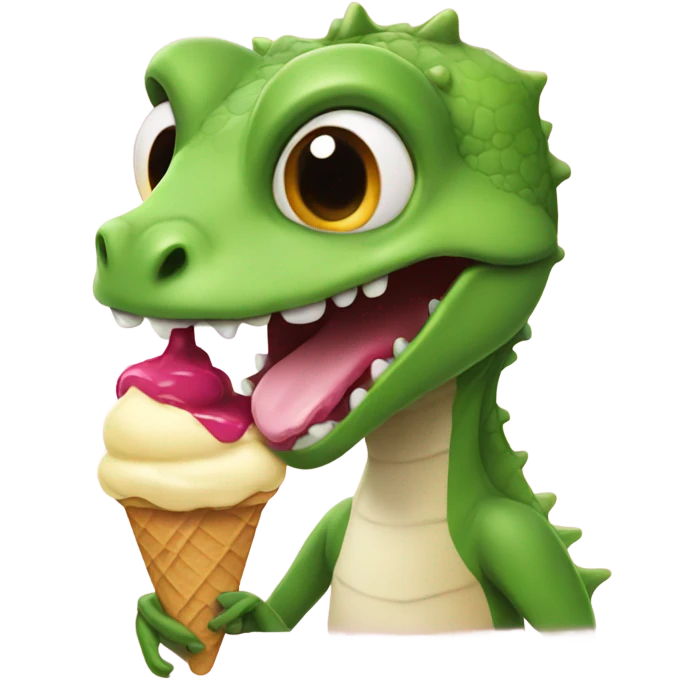 A lizard eating ice cream emoji