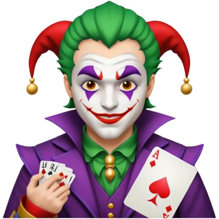 crazy colorful human jolly joker from poker, medieval, vintage emoji
